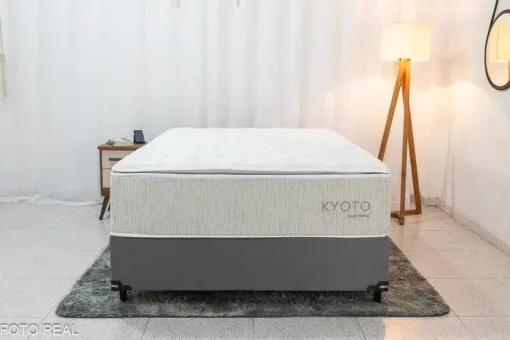 Base Box Casal Veludo Cinza + Colchão Casal Kyoto 138x188x70 Portobel - Imagem 6