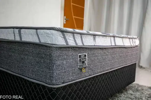 "Box Madrid Preto + Colchão Casal Madrid Euro Molas Ensacadas 138x188x70 Umaflex " - Imagem 5