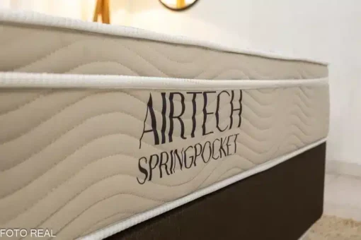 Box Casal Classic Sued Marrom + Colchão Casal Airtech Springpocket 138x188x25 Ortobom - Imagem 2