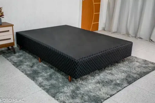 "Box Madrid Preto + Colchão Casal Madrid Euro Molas Ensacadas 138x188x70 Umaflex " - Imagem 4