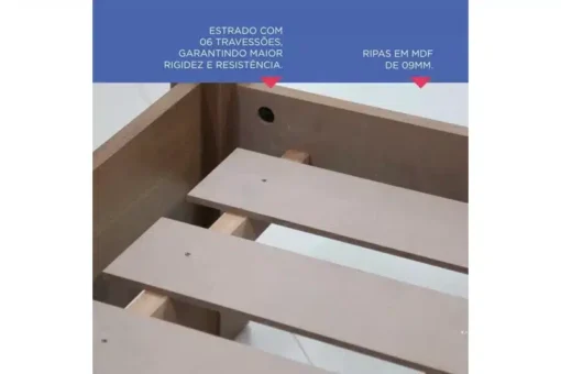Cama Solteiro Milênio Cinamomo Cabeceira C/ Baú Larg. 1.30m - D Doro - Imagem 2