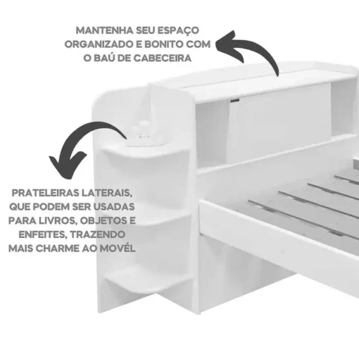 Cama Solteiro Milênio Cinamomo Cabeceira C/ Baú Larg. 1.30m - D Doro - Imagem 4