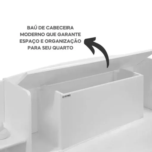 Cama Solteiro Milênio Cinamomo Cabeceira C/ Baú Larg. 1.30m - D Doro - Imagem 6