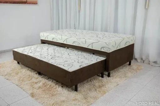 Cama Unibox Solteiro com Auxiliar D-28 Sonho Bom Marrom Nosso Sonho
