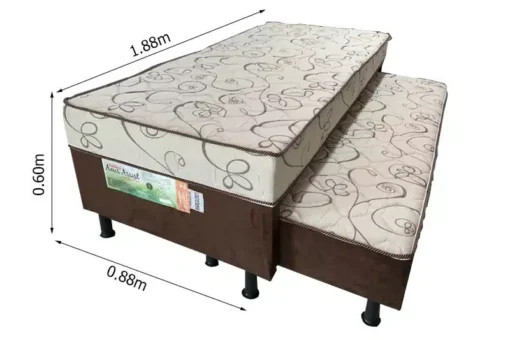 Cama Unibox Solteiro com Auxiliar D-28 Sonho Bom Marrom Nosso Sonho - Imagem 2