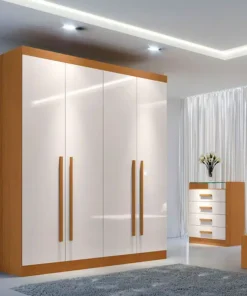 Roupeiro Solteiro Da Vinci Plus Cinamomo/Off 4 Portas 3 Gavetas 100% MDF Larg. 1.85m - D Doro