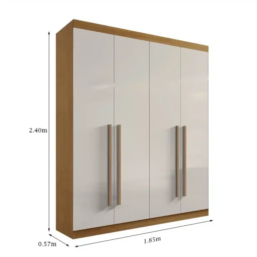 Roupeiro Solteiro Da Vinci Plus Cinamomo/Off 4 Portas 3 Gavetas 100% MDF Larg. 1.85m - D Doro - Imagem 2