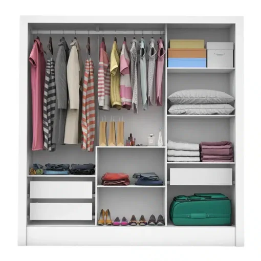 Roupeiro Dubai Branco 3 Portas C/ 1 Espelho Larg. 1.79m - Carioca - Imagem 4