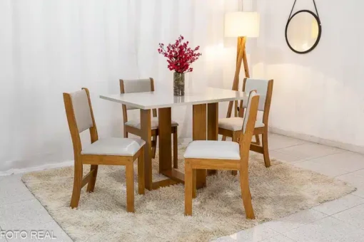 Mesa de Jantar Magic 120x80 Mel/Blonde Tampo e Cadeira Sol - Imagem 2