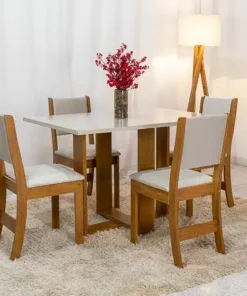 Mesa de Jantar Magic 120x80 Mel/Blonde Tampo e Cadeira Sol