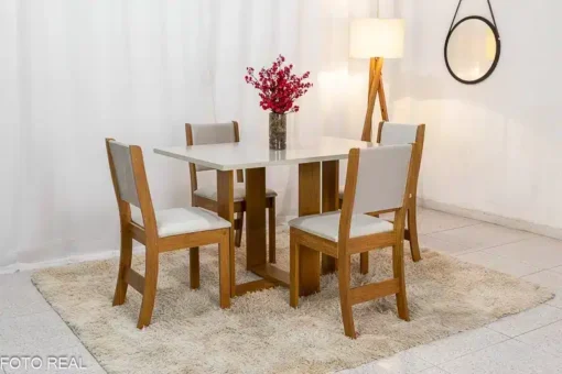 Mesa de Jantar Magic 120x80 Mel/Blonde Tampo e Cadeira Sol