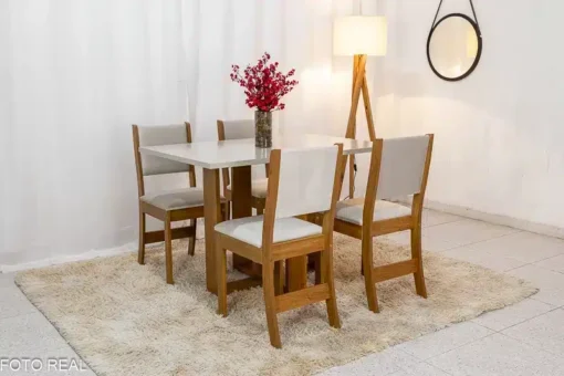 Mesa de Jantar Magic 120x80 Mel/Blonde Tampo e Cadeira Sol - Imagem 4