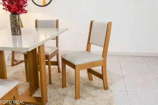 Mesa de Jantar Magic 120x80 Mel/Blonde Tampo e Cadeira Sol - Imagem 5
