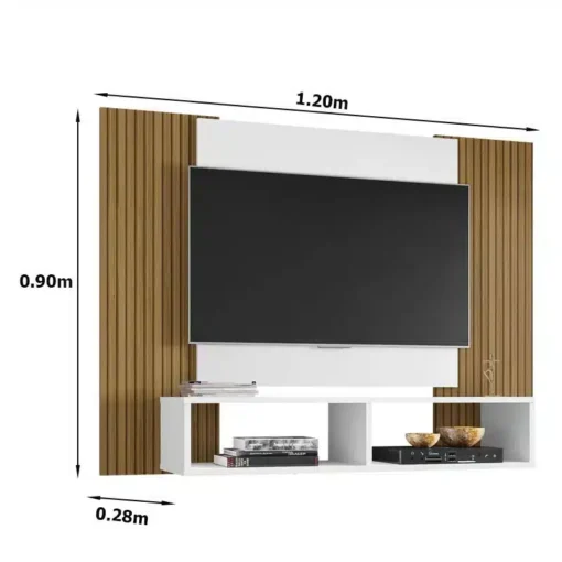 Painel Navi para TV até 47 Polegadas Branco Ripado Bechara - Imagem 2