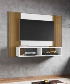 Painel Navi para TV até 47 Polegadas Branco Ripado Bechara