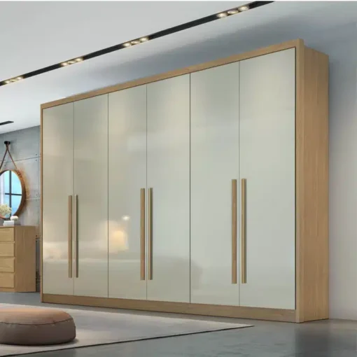 Roupeiro Casal Robust Plus Cumaru/Fendi Fosco 6 Portas 8 Gavetas 100% MDF Larg. 2.76m - Novo Horizonte