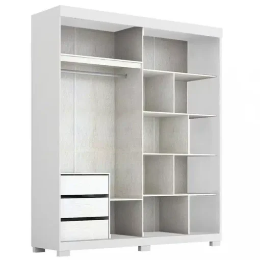 Roupeiro Heloisa Branco 2 Portas C/ 1 Espelho e Pés 100% MDF Larg. 1.80m - ACP - Imagem 3