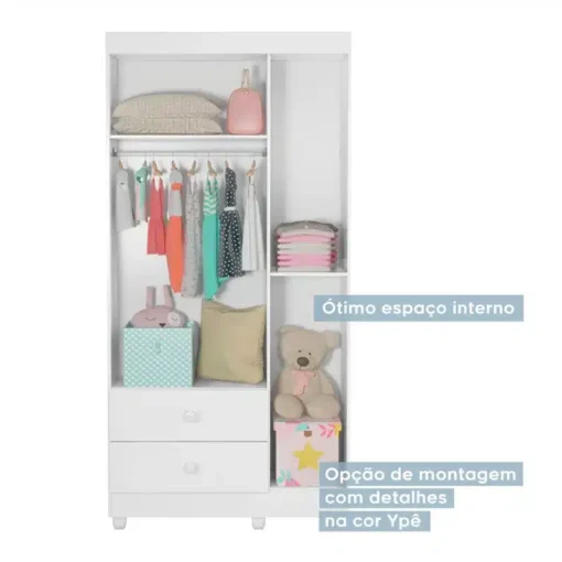 Roupeiro Life 100% MDF Flex 3 Portas 2 Gavetas Larg. 0.90m Tigus - Imagem 5