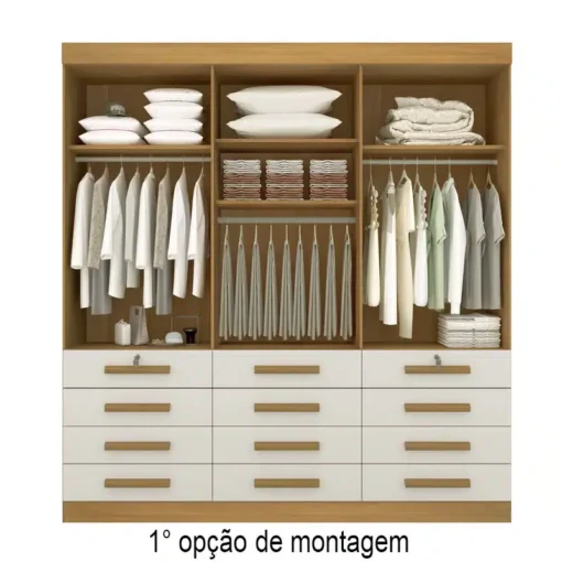 Roupeiro Mônaco 6 Portas 12 Gavetas  Larg. 2.40m D Doro - Imagem 3