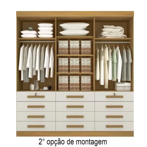 Roupeiro Mônaco 6 Portas 12 Gavetas  Larg. 2.40m D Doro - Imagem 4