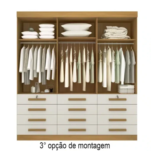Roupeiro Mônaco 6 Portas 12 Gavetas  Larg. 2.40m D Doro - Imagem 5
