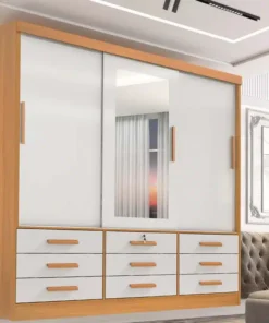 Roupeiro Meridian Plus 3 Portas 9 Gavetas  Larg. 2.00m D doro