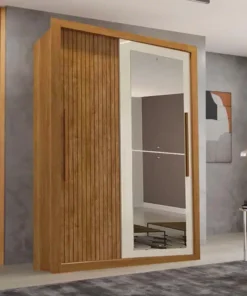 Roupeiro New Panamá 2 Portas 2 Gavetas c/Espelho Ripado 3D Cinamomo/Off Flex Larg. 1.26m Sallêto