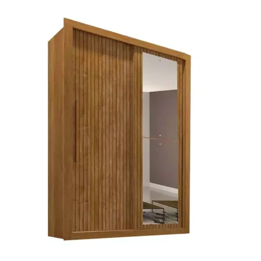 Roupeiro New Panamá 2 Portas 2 Gavetas c/Espelho Ripado 3D Cinamomo/Off Flex Larg. 1.26m Sallêto - Imagem 5