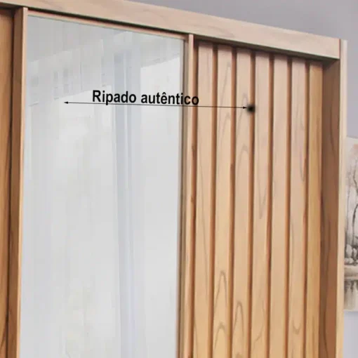 Roupeiro Teresópolis Ripado C/Espelho Larg. 2.23m  Com Pés Rud rack - Imagem 6