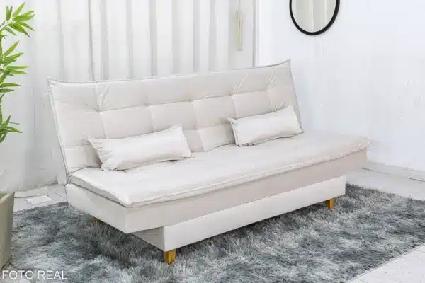 Sofá Cama Premium Veludo Bege Larg. 1.80m