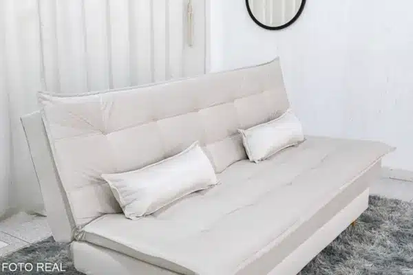 Sofá Cama Premium Veludo Bege Larg. 1.80m - Image 4