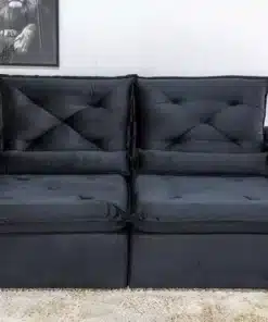Sofá Retrátil Reclinável Roma 2.30m Veludo Preto 21 - D28 Soft