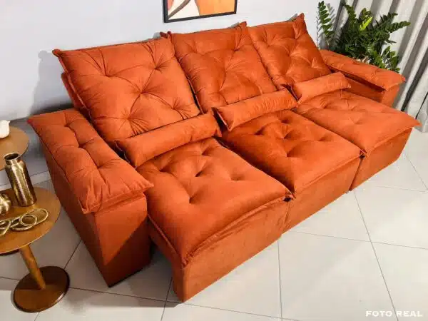 Sofá Retrátil e Reclinável Athenas 2.75m Terracota – Sem Caixa