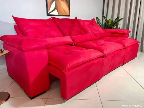 Sofá Retrátil e Reclinável Athenas 2.75m Vermelho – Sem Caixa - Image 4
