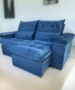 Sofá Retrátil e Reclinável Imperial 2,00m Veludo Jolie Azul