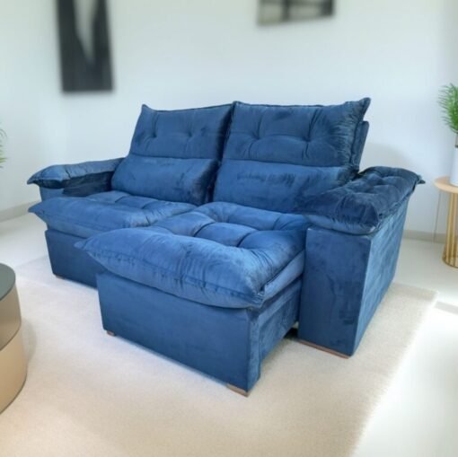 Sofá Retrátil e Reclinável Imperial 2,00m Veludo Jolie Azul
