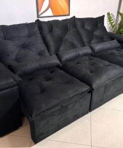 Sofá Retrátil e Reclinável Athenas 2.75m Preto – Sem Caixa