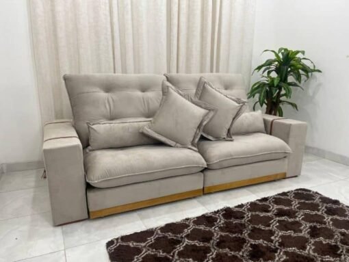 Sofá Retrátil Reclinável Toronto Premium 2.50m Veludo Capuccino – Molas Ensacadas - Imagem 3
