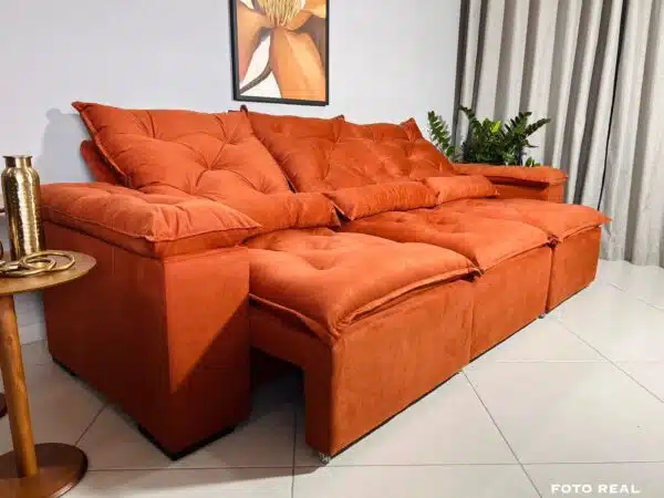 Sofá Retrátil e Reclinável Athenas 2.75m Terracota – Sem Caixa - Image 5