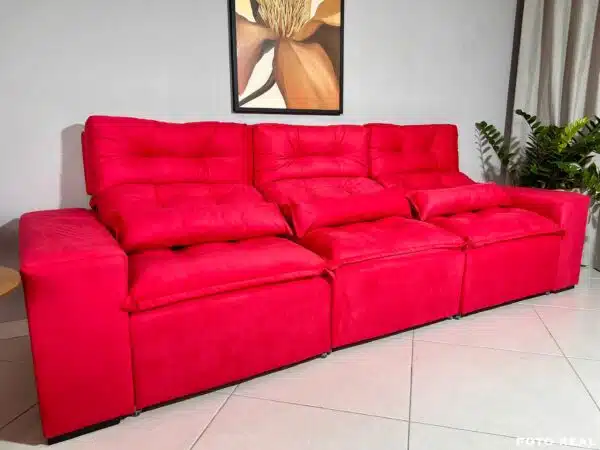 Sofá Retrátil e Reclinável Toronto 2.75m Vermelho – Sem Caixa - Image 7