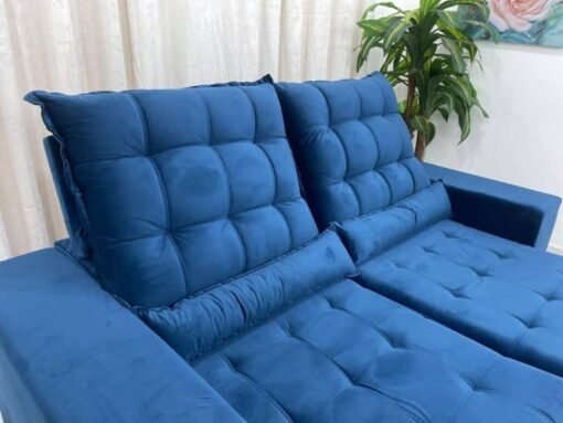 Sofá Retrátil Reclinável Small 2.00m – Azul Veludão - Imagem 5