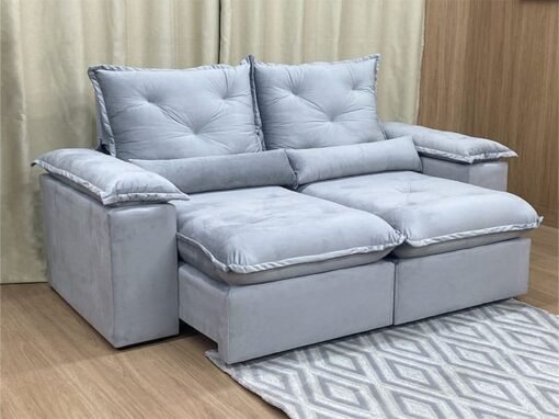 Sofá Retrátil e Reclinável Zuqui Plus 2.00m Cinza Prata – D33 e Sem Caixa