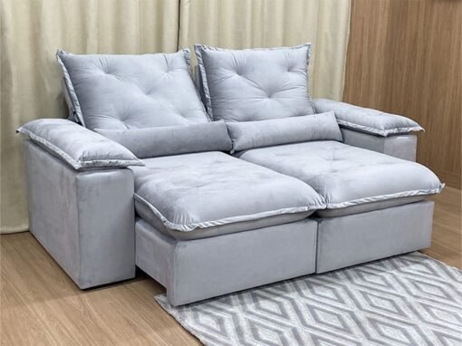 Sofá Retrátil e Reclinável Zuqui Plus 2.00m Cinza Prata – D33 e Sem Caixa - Imagem 3