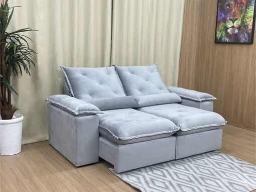 Sofá Retrátil e Reclinável Zuqui Plus 2.00m Cinza Prata – D33 e Sem Caixa - Imagem 2