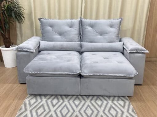 Sofá Retrátil e Reclinável Zuqui Plus 2.00m Cinza Prata – D33 e Sem Caixa - Imagem 6