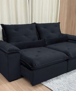 Sofá Retrátil e Reclinável Zuqui Plus 2.00m Preto – D33 e Sem Caixa