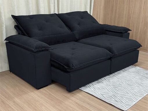 Sofá Retrátil e Reclinável Zuqui Plus 2.00m Preto – D33 e Sem Caixa - Imagem 2
