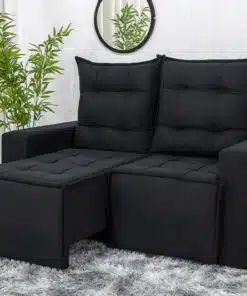 Sofá Retrátil Reclinável Rafaela 1.60m Veludinho Preto