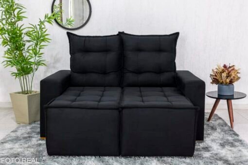 Sofá Retrátil Reclinável Rafaela 1.40m Veludinho Preto - Imagem 3