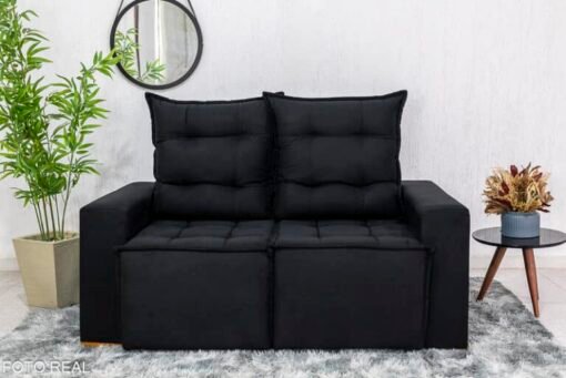 Sofá Retrátil Reclinável Rafaela 1.40m Veludinho Preto - Imagem 4